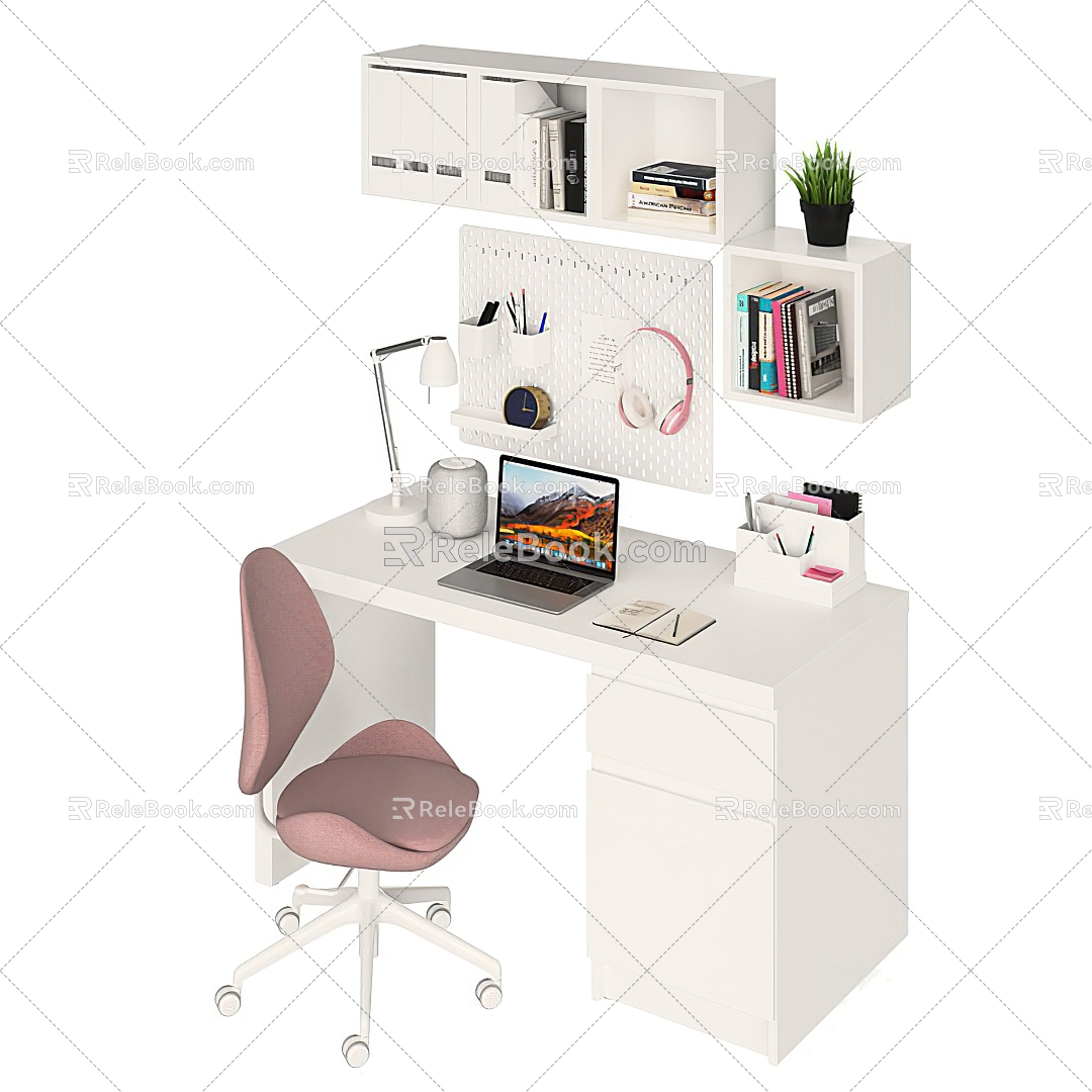 Modern desk and chair combination 3d model