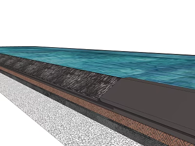 Garden Ornament With Blue Water Surface And Stone Paved Surroundings 3d model