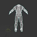 Game Movie Character Wearing Orange Black Armor With Blue Glowing Back Detail