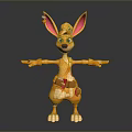 Yellow Cartoon Kangaroo With Long Ears Open Arms And Red Decorated Clothes