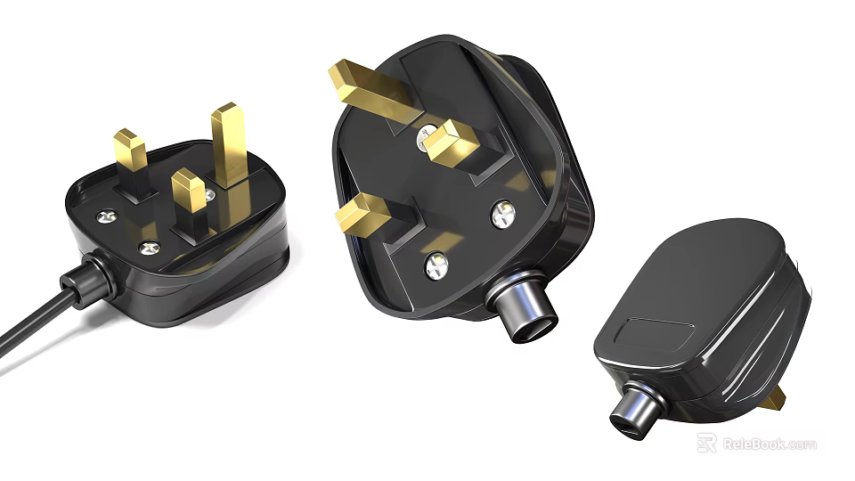 Sleek Modern Switch Panel Plug With Black Finish And Gold Plated Pins 3d model 
