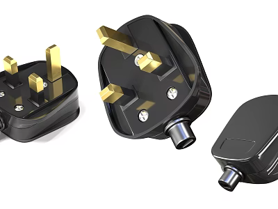 Sleek Modern Switch Panel Plug With Black Finish And Gold Plated Pins 3d model