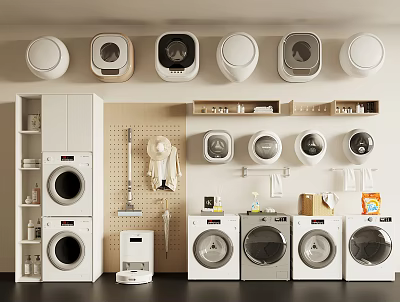 modern washing machine washing machine cabinet wall mounted washing machine sweeper dryer 3d model