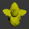 Cute Green Animated Creature Character With Pink Flower Green Leaves On Back And Spotted Body