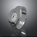 Modern Elegant Silver Watch With Stainless Steel Band And White Dial Shiny Surface
