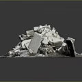 Collection of White Broken Stone Fragments on Tray with Dark Background