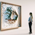 3D Textured Natural Mountain Landscape Wall Decor with Wooden Frame in Modern Indoor Space