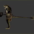 Crocodile Headed Monster 3D Model With Open Mouth Armor And Weapon
