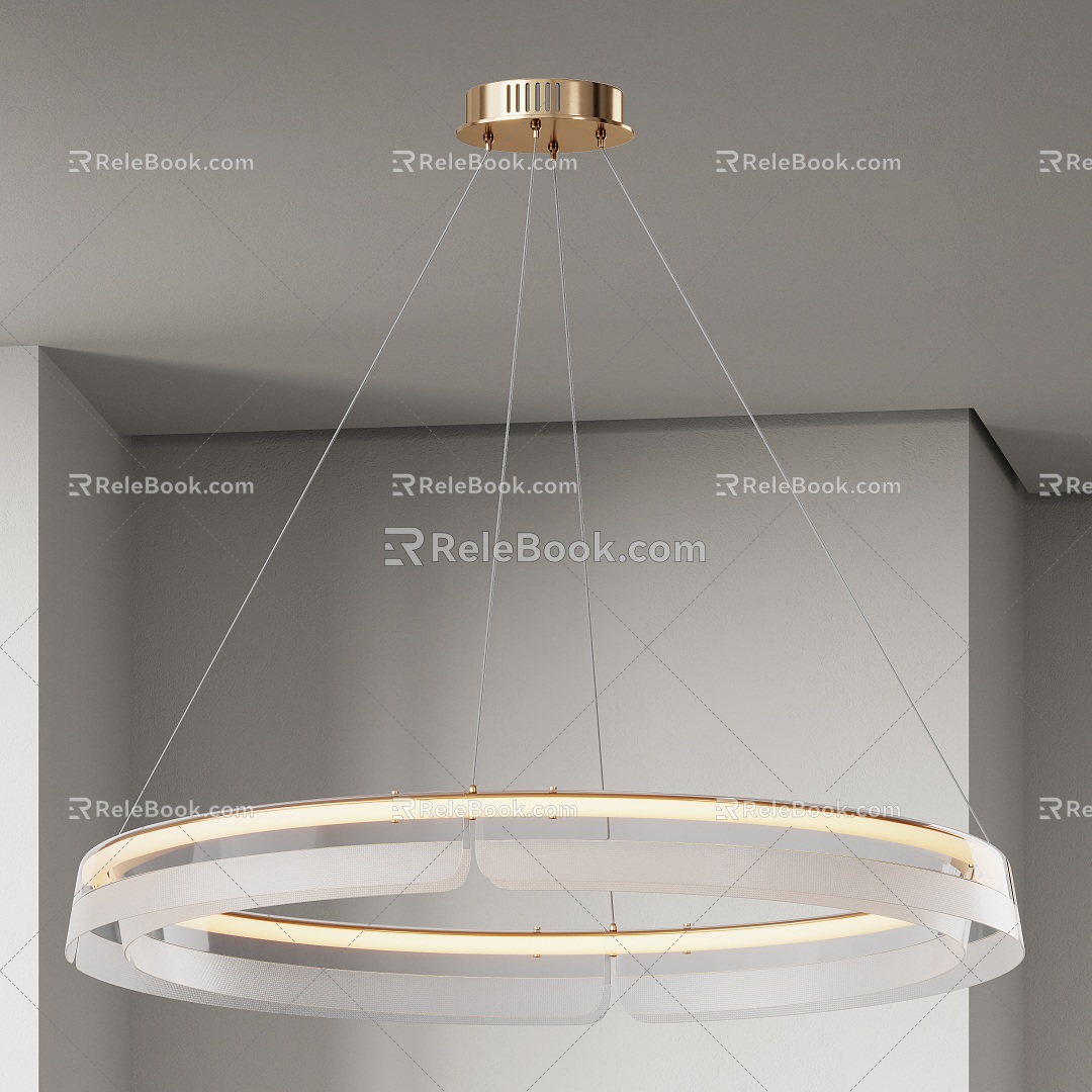 Modern Chandelier Light Luxury Minimalist Cream Style 3d model