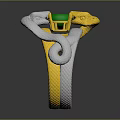Snake Design Ring With Gold And Silver Wrapping And Green Gemstone