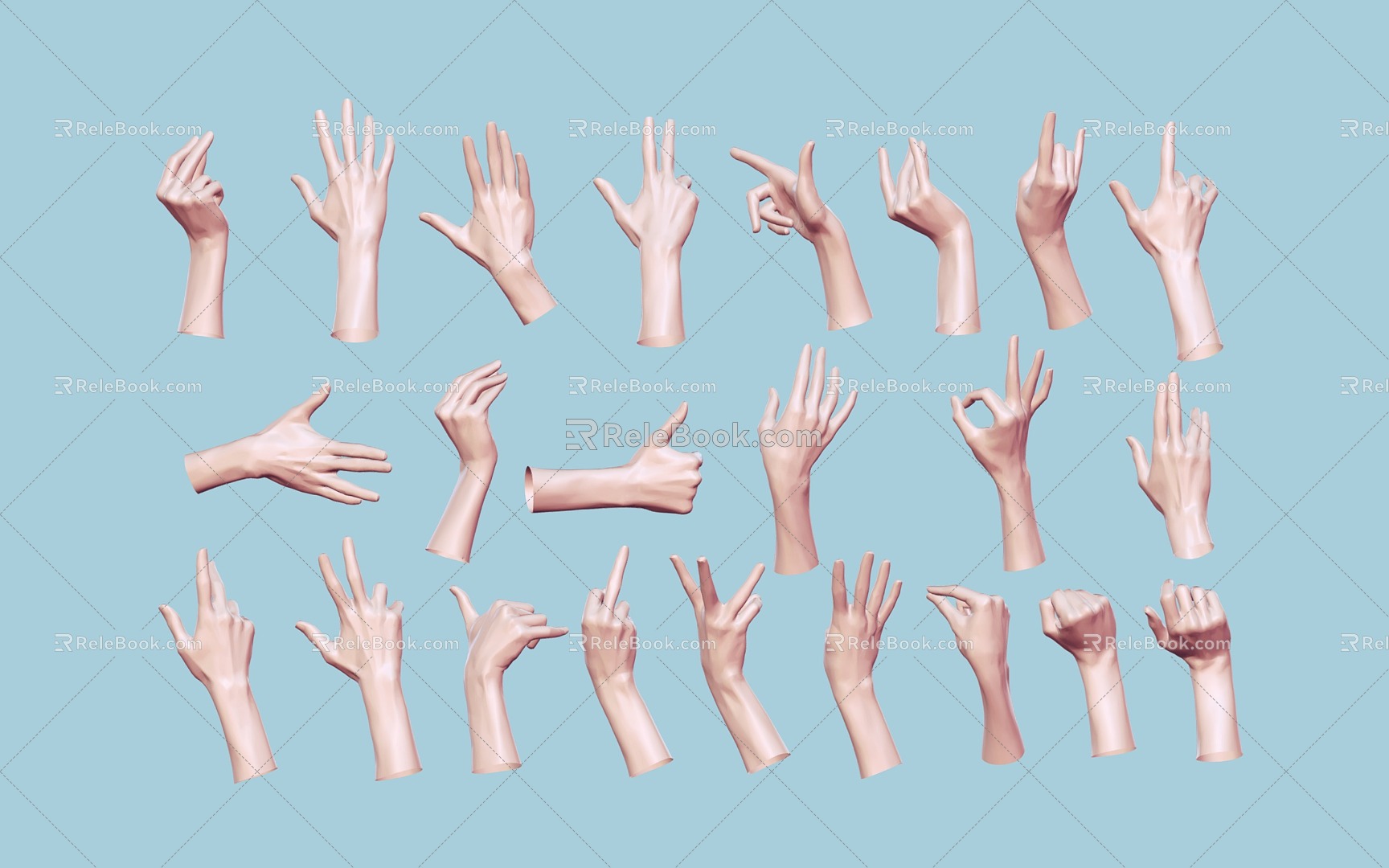 Women hand gestures hand gestures female hand 3d model