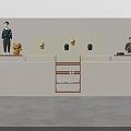 Modern Clothing Store Display With Mannequins Hats Teddy Bear And Shelves
