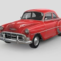 Red Vintage Classic Sedan With Sleek Body Lines And Chrome Bumper Accents