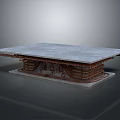 Gray Platform With Intricate Copper Pipes And Mechanical Base Structure Design 3d model