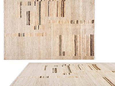 Modern Square Rug with Geometric Patterns Beige Brown Stripes and Woven Texture 3d model
