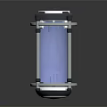 Hi tech Cylindrical Transparent Container With Metallic Frame And Blue Glowing Energy Substance