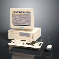 Vintage Electronic Computer Appliances Setup Including Monitor Tower Keyboard and Mouse