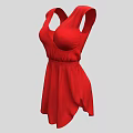 Stylish Red Sleeveless V Neck Dress With Fitted Waist And A Line Skirt