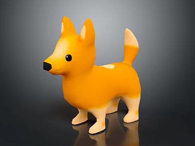 Cute Orange and White Standing Cartoon Dog Stuffed Doll with Soft Design 3d model