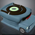 Cartoon Blue Car With Brown Spiral Top Black Front And White Wheels
