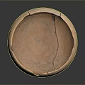 Ancient Handcrafted Clay Sculpture Bowl With Visible Cracks And Rustic Texture 3d model