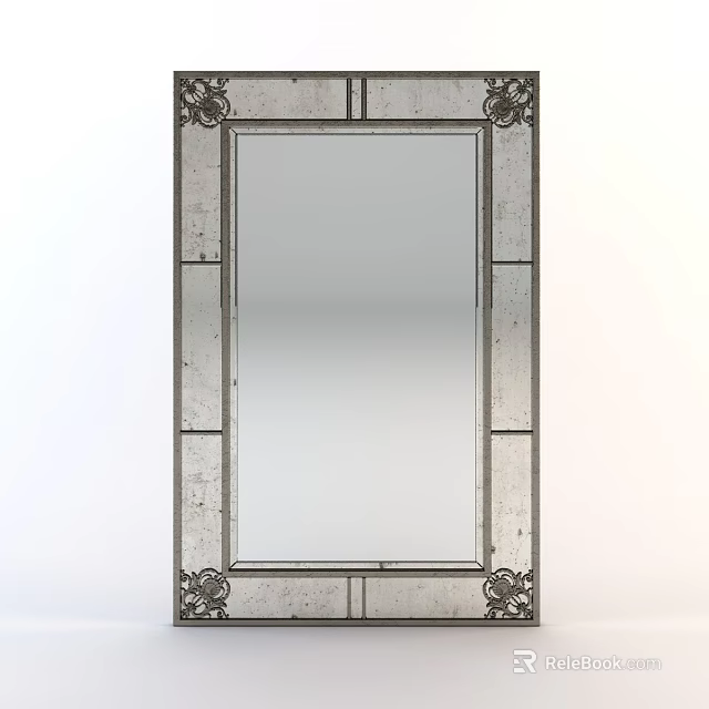 Vintage Decorative Mirror With Ornate Carved Frame And Classical Design 3d model 