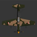 Camouflage Aircraft Model with Yellow Propeller and Red White Tail Fin for Space Exploration