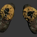 Lace Up Dark Leather Boots With Yellow Fabric Cuffs Thick Non Slip Soles Outdoor Hiking Use