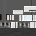Modern Building Facade With Black Background And White Modular Panels Grille Details 3d model