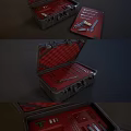 Durable Metal Hardware Toolbox Open With Red Checkered Lining And Organized Wrenches 3d model