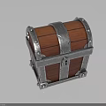 Classic Wooden Treasure Chest With Metallic Straps Rivets And Lock Design