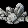 Gray Cracked Stones in Natural Pile with Rough Texture on Black Background