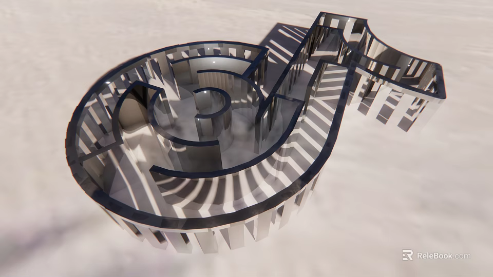 Spiral Modern Architectural Model With Intricate 3D Structure And Shadow Patterns 3d model 