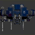 Blue Armored Mech Robot Game Movie Character with Mechanical Arms and Legs