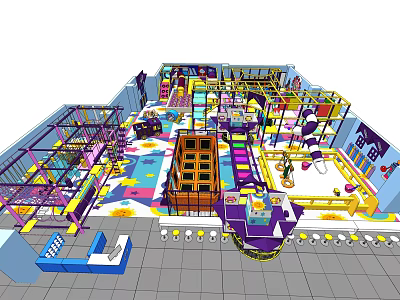 Indoor Children's Playground Equipment With Colorful Slides Climbing Frames And Ball Pit 3d model