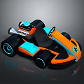 Modern Sporty Orange Black Blue Kart Design With Stylish Steering Wheel Seat And LED Wheels