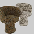 Beige Accent Chair With Tiger Pattern Upholstered Decorative Design And Armrests
