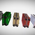 Multi Colored Suitcases With Wheels Lined Up In Row For Travel 3d model