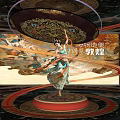 Dunhuang Themed Cultural Art Exhibition Hall Featuring Flying Apsara Dancer And Traditional Murals