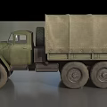 Green Military Truck With Canvas Cargo Cover And Six Wheels Design