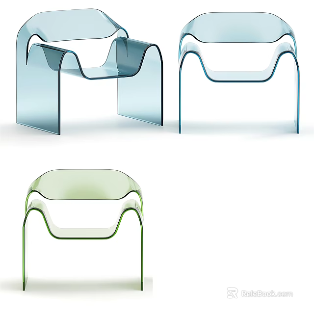 Modern Minimalist Transparent Acrylic Accent Chairs In Colorful Designs For Home Decor 3d model 