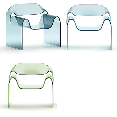 Modern Minimalist Transparent Acrylic Accent Chairs In Colorful Designs For Home Decor 3d model