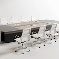 Modern Rectangular Conference Table With White Office Chairs In Meeting Room 3d model