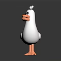 Cute White Duck Character 3D Model With Orange Beak And Feet