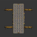 Yellow Robotic Arms Working On Industrial Platform With Guardrail And Tracks