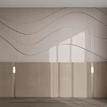 Modern Bed Accent Wall With Wavy Lines And Minimalist Lighting 3d model