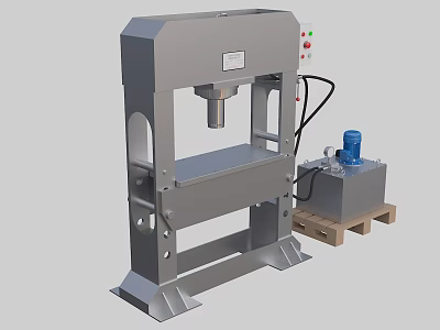 Industrial Hydraulic Press Equipment With Metal Frame Control Panel And Hydraulic System Pallet 3d model