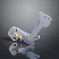 3D Modeled Metal Mechanical Part Featuring Joints Holes And Colored Details