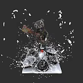 Game Movie Character Animal with Goggles Holding Weapon in Splashing Effects Scene