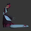Wide Brim Hat Witch Character With Purple Robe And Blue Serpent Creature Standing Together